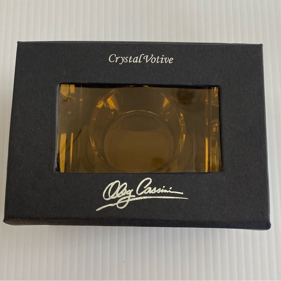 Oleg Cassini Crystal Votive Candle Holder Pyramid  2" Tall w/Original Box signed - Picture 2 of 13